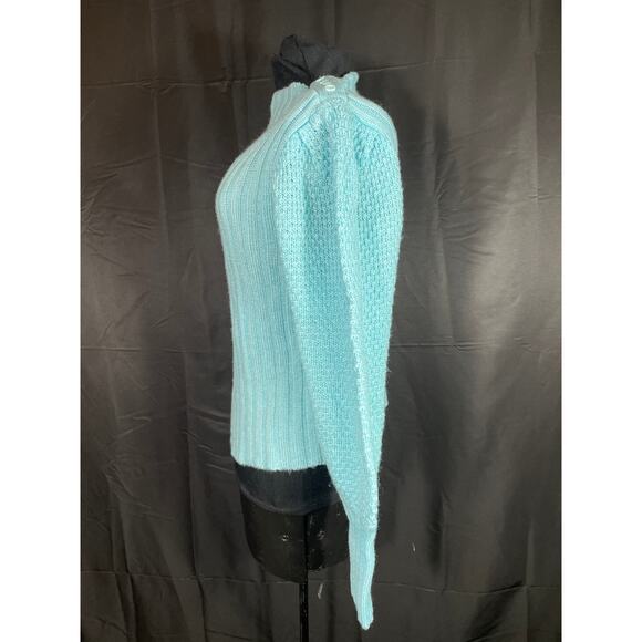 Vintage 80's Aqua Puffy Sleeve Sweater, Currants by Jeri-Jo Medium - Picture 4 of 7